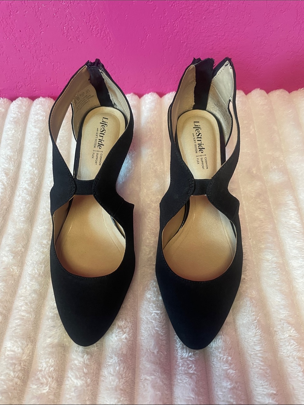 LifeStride Women’s Black Cross Strap Heels Size 9W